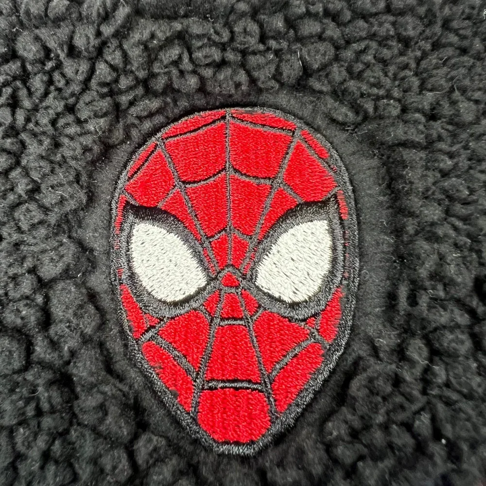Spider-Man Puffer Reversible Hoodie Jacket Kids Size 6 Black Blue Good Marvel